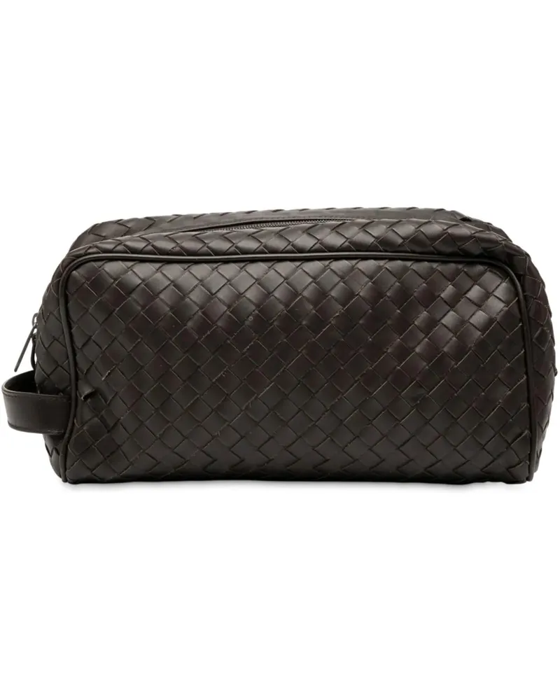 Bottega Veneta Clutches Calfskin Intrecciato Travel Pouch braun Braun