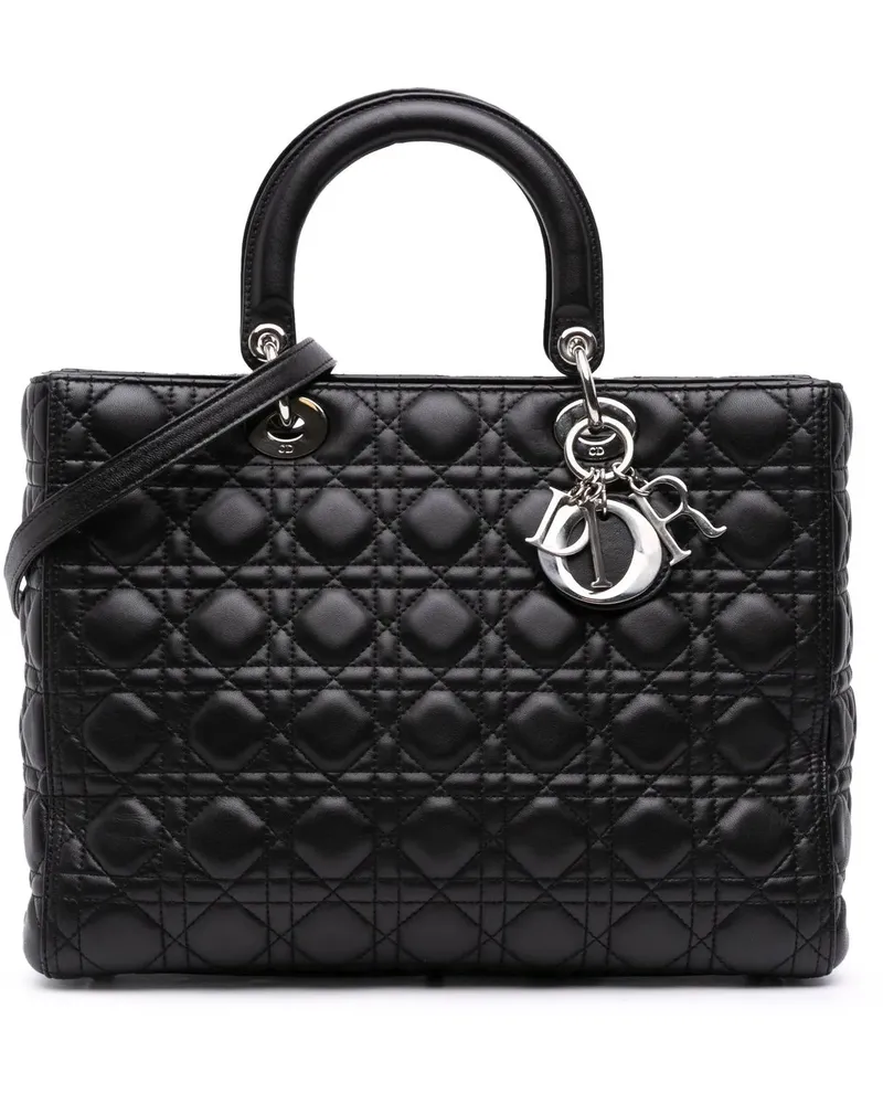 Dior Hobo Bags Large Lambskin Cannage Lady Dior schwarz Schwarz