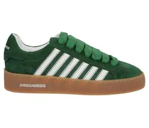 Low-Top Sneaker Textured Green Sneakers With Retro Patch And Chunk schwarz
