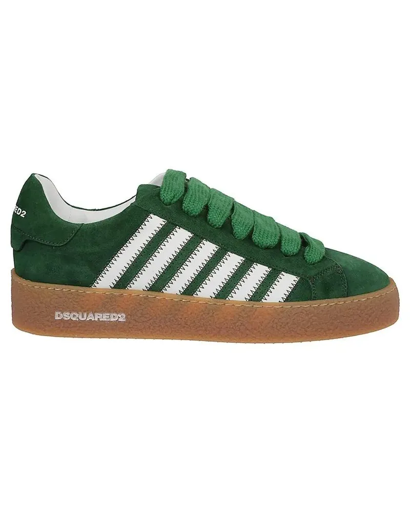 Dsquared2 Low-Top Sneaker Textured Green Sneakers With Retro Patch And Chunk schwarz Schwarz
