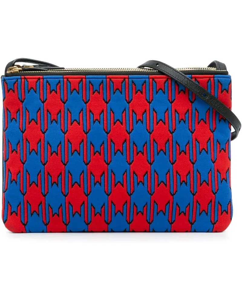 Celine Hobo Bags Large Houndstooth Cotton Trio Crossbody blau Blau