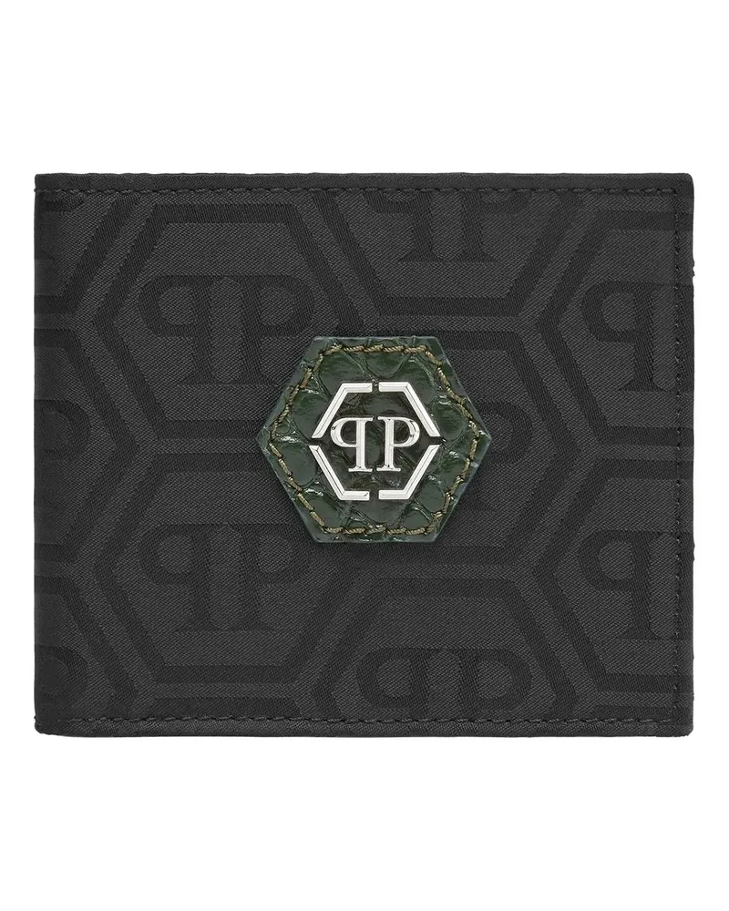 Philipp Plein Portemonnaies Französische Brieftasche Monogram schwarz Schwarz