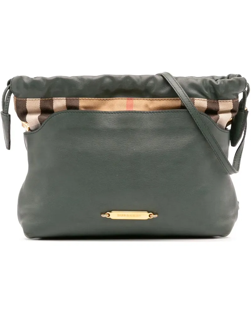 Burberry Hobo Bags House Check Canvas and Calfskin Little Crush Cross grün Grün
