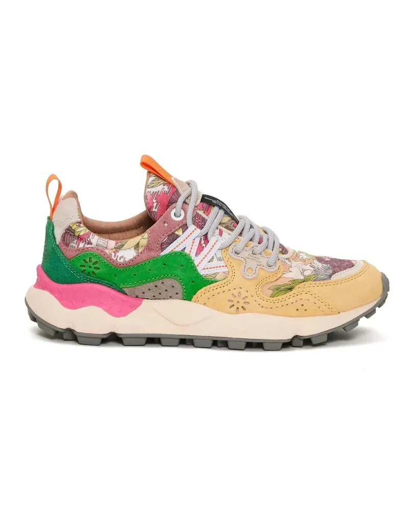 Flower MOUNTAIN Low-Top Sneaker Vibrant Floral Design Sneakers With Trekking Laces braun Braun