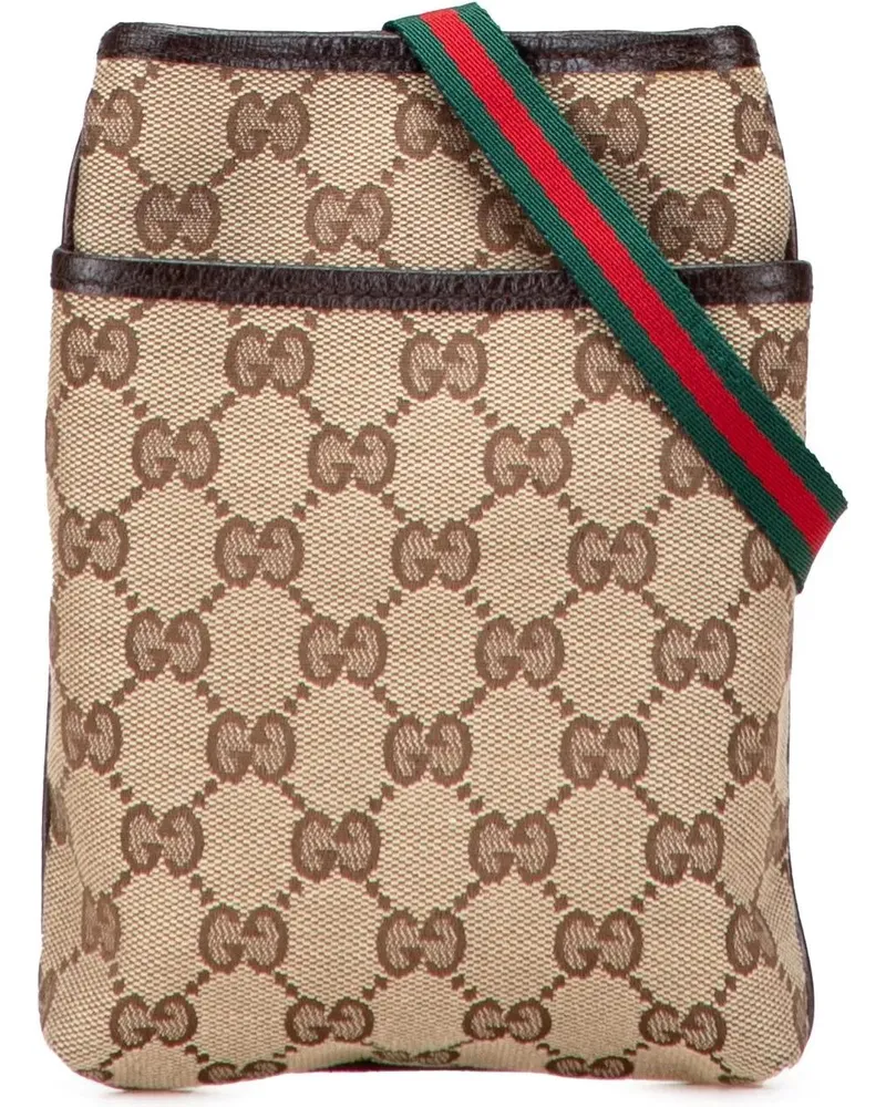 Gucci Hobo Bags GG Canvas Web Crossbody braun Braun