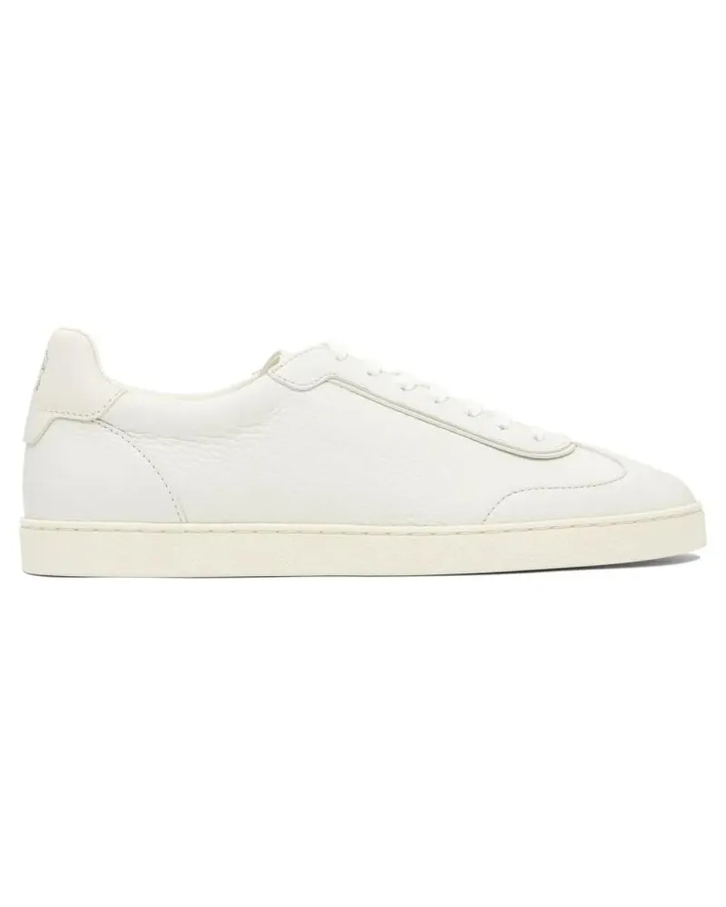 Brunello Cucinelli Low-Top Sneaker Textured Leather Slip-On Sneakers beige Beige