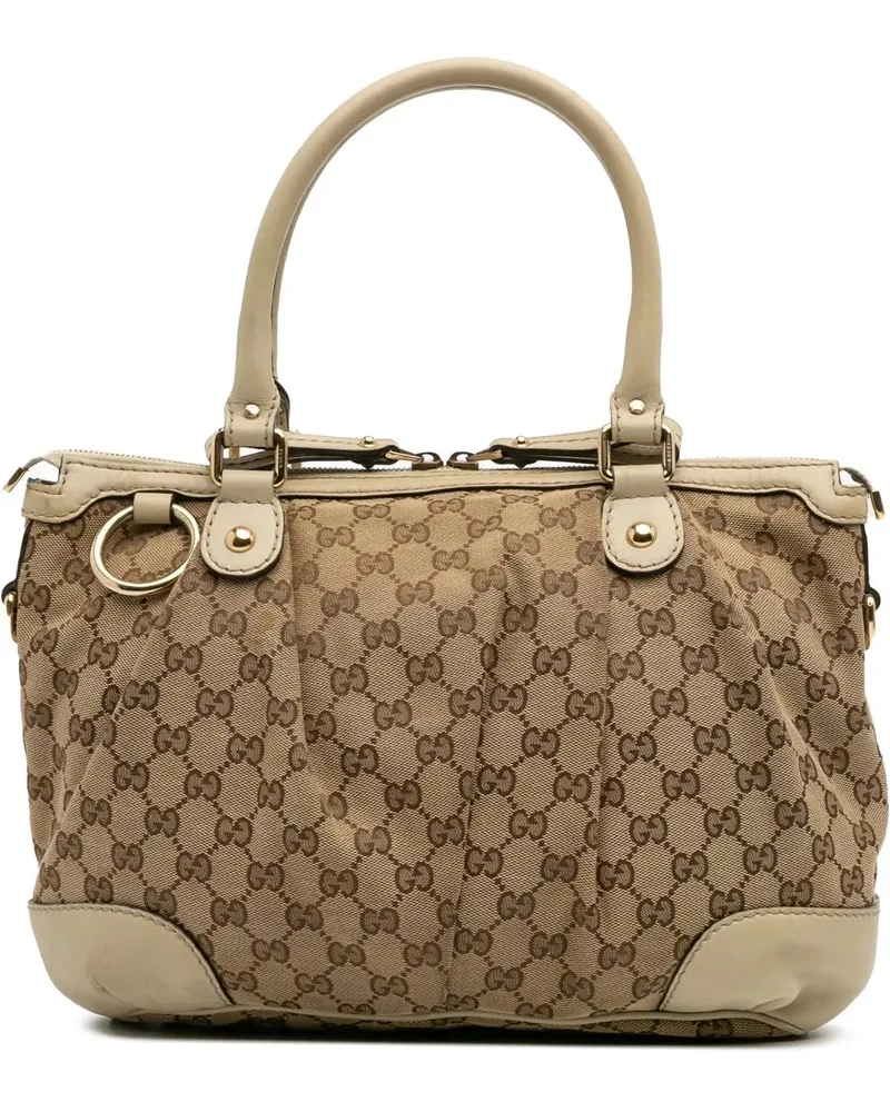 Gucci Hobo Bags GG Canvas Sukey Satchel braun Braun