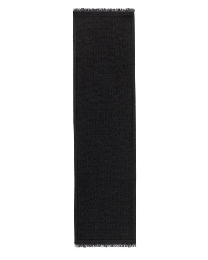 Ferragamo Tücher & Schals Gancini Black Wool Scarf schwarz Schwarz