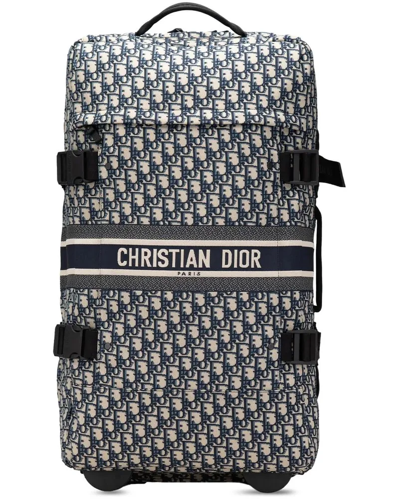 Dior Weekender Small Oblique Canvas Diortravel Suitcase blau Blau