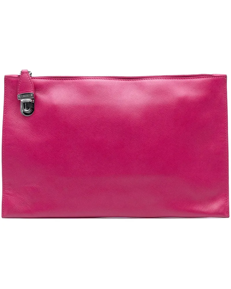 Prada Clutches Saffiano Lux Zip Clutch rosa Gold