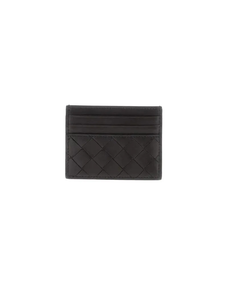 Bottega Veneta Portemonnaie Woven Leather Card Holder With Multiple Compartmen schwarz Schwarz
