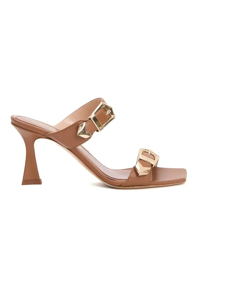 NINALILOU Sandalen Double Band Leather Slipper Sandal Heel 75 Mm braun Braun