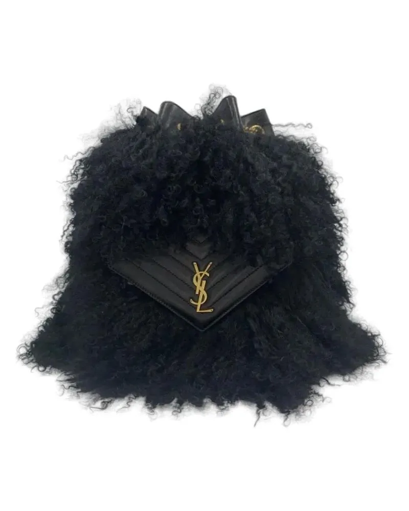 Saint Laurent Rucksäcke Joe Shearling Backpack Black schwarz Schwarz