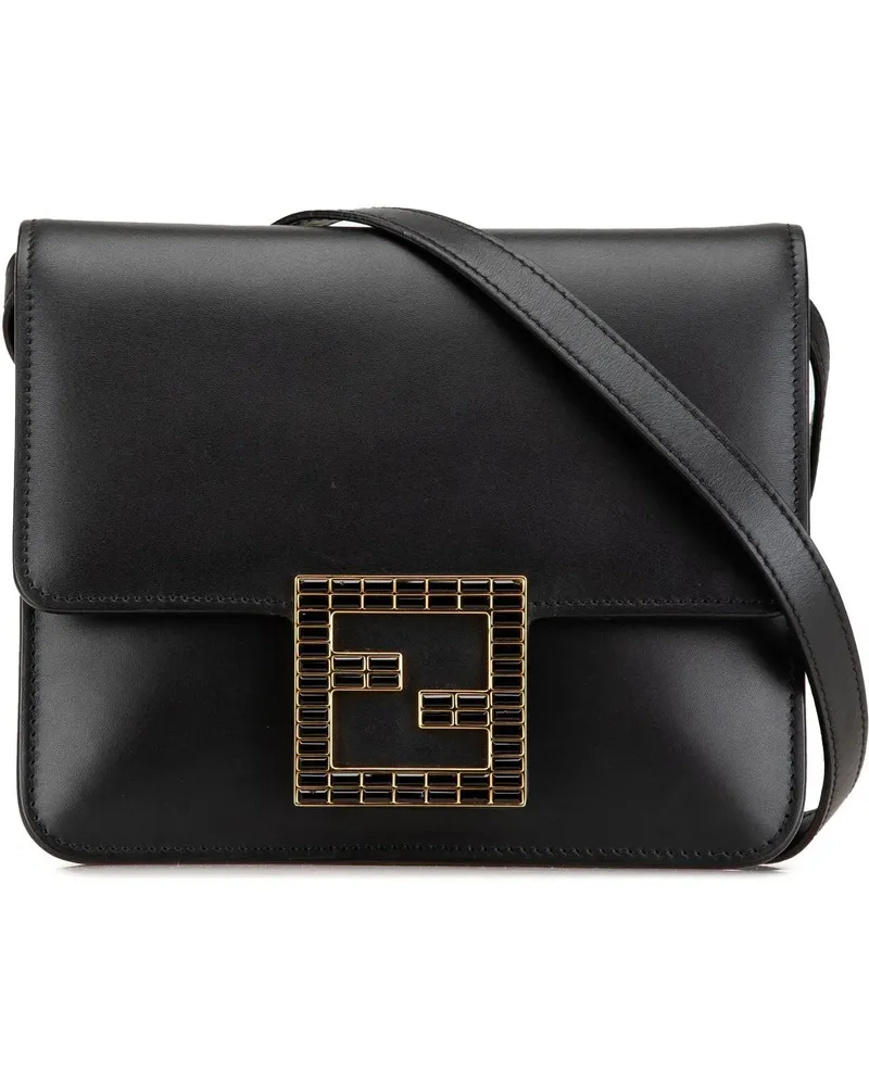 Fendi Hobo Bags 2010-2023 Leather Crystal Fab Crossbody schwarz Schwarz