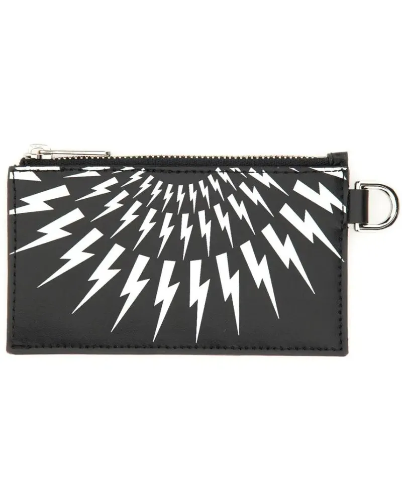 Neil Barrett Portemonnaies Card Holder With Strap schwarz Schwarz