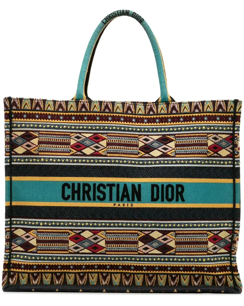 Dior Shopper Large Embroidered Canvas Book Tote blau Blau