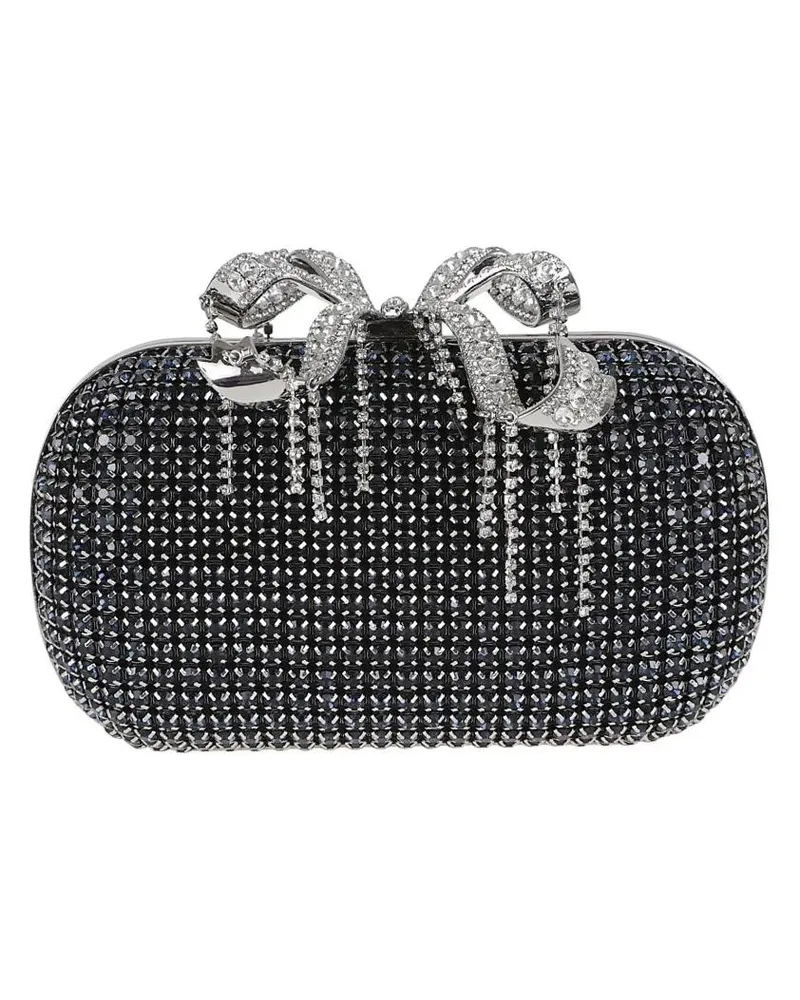 Self-Portrait Clutches Knitted Clutch With Silver-Tone Crystal Bow blau Blau