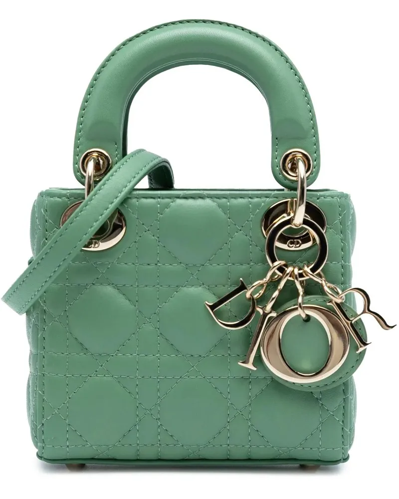Dior Hobo Bags Micro Lambskin Cannage Lady Dior grün Grün