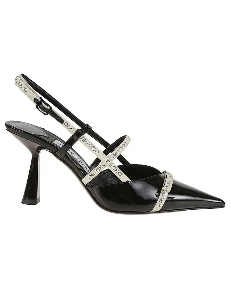 Jimmy Choo Hohe Schuhe Glossy Black Leather Slingback Pumps schwarz Schwarz