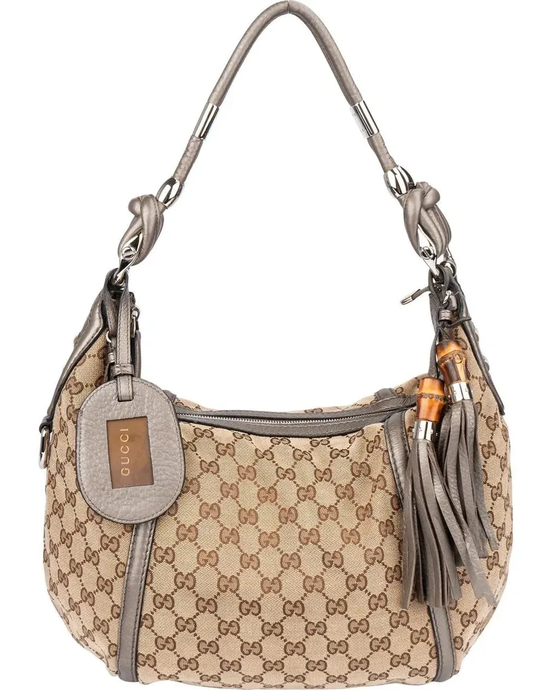 Gucci Crossbody Bags  GG Monogram Bamboo Horsebit Hobo Bag braun Braun