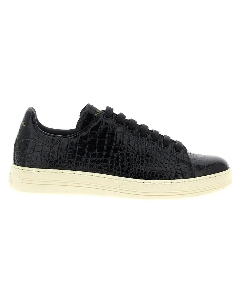 Tom Ford Low-Top Sneaker Crocodile Print Sneakers schwarz Schwarz