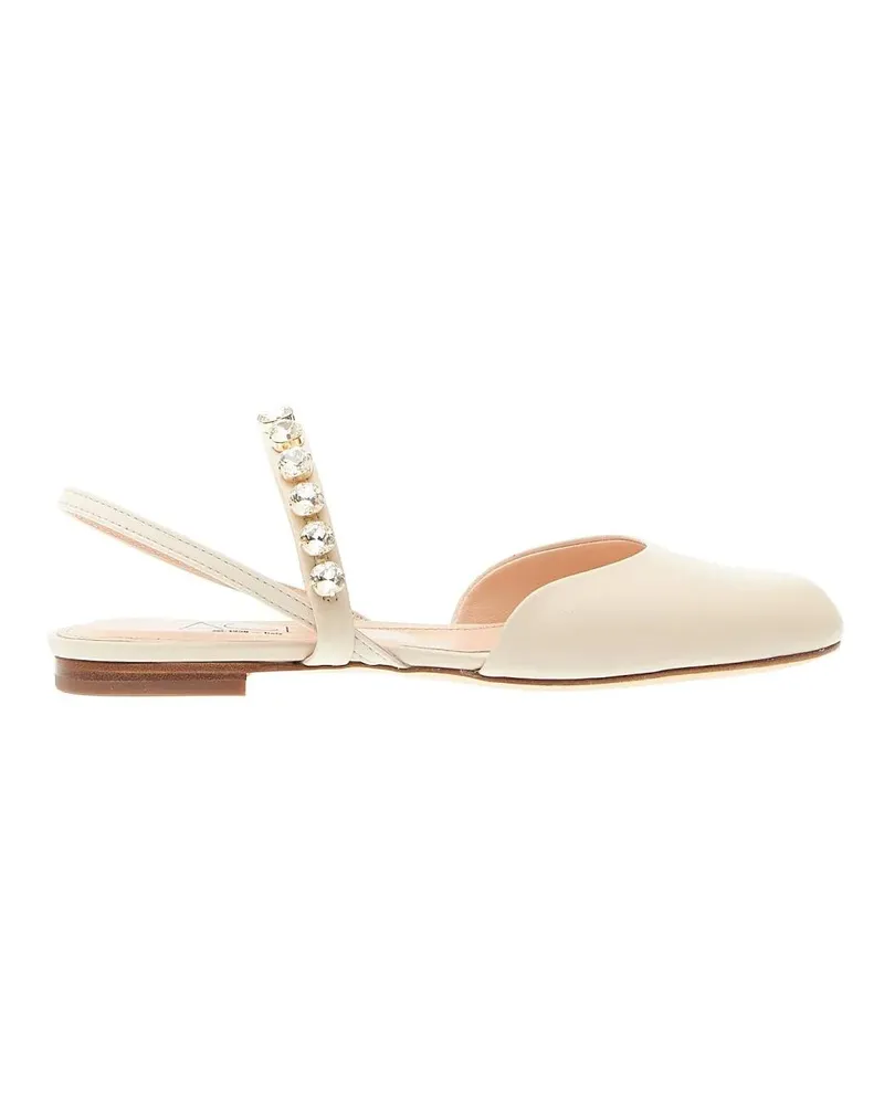 Attilio Giusti Leombruni Sandalen Cream Slingback With Rhinestones beige Beige