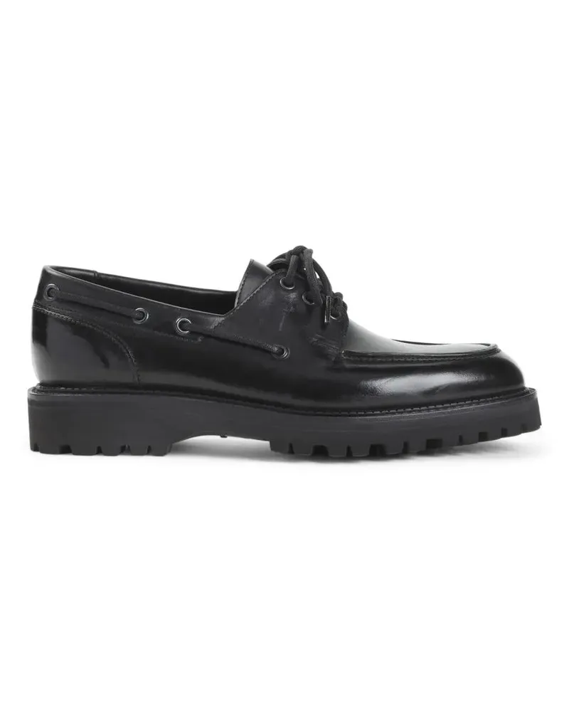 John Lobb Polished Calf Leather Lace-Up Shoes schwarz Schwarz