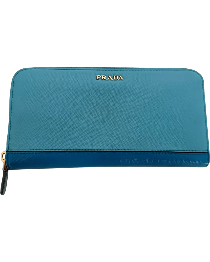 Prada Kleinleder  Zippy wallet in Saffiano leather, blue / goo blau Blau
