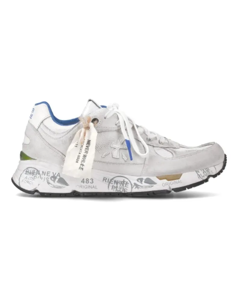 Premiata Low-Top Sneaker Suede And White Mesh Technical Fabric Mase Sneaker weiß Weiß