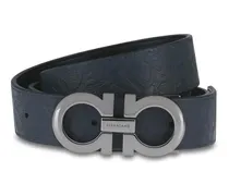 Gürtel Double Gancini Buckle Calf Leather Belt schwarz