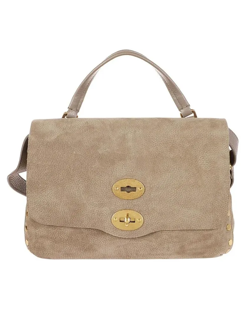 Zanellato Hobo Bags Textured Leather Shoulder Bag With Gold Accents beige Beige