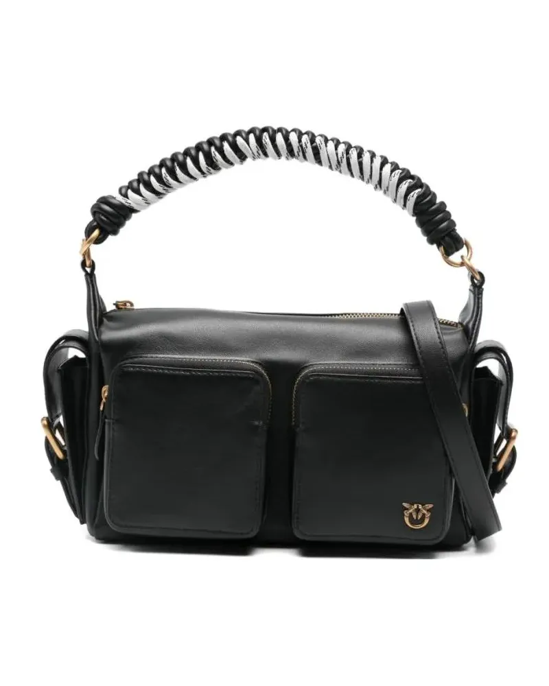 Pinko Hobo Bags Nero E Oro Leather Shoulder Bag schwarz Schwarz