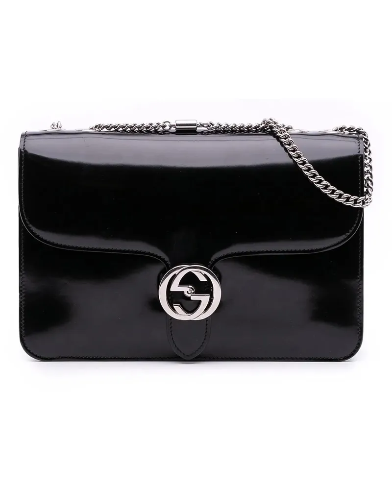 Gucci Hobo Bags Medium Patent Dollar Interlocking G Crossbody schwarz Schwarz