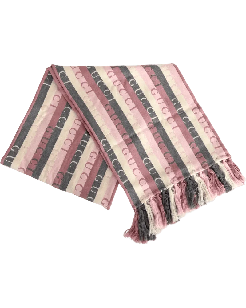 Gucci Tücher & Schals  striped wool scarf, grey and pink bunt Bunt