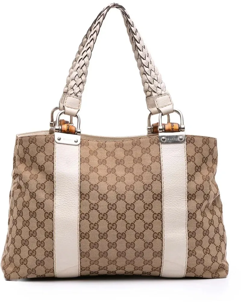 Gucci Shopper Medium GG Canvas Bamboo Libeccio Tote braun Braun