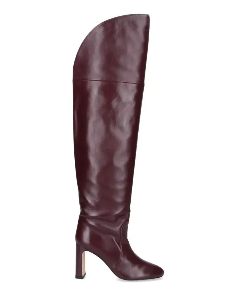 Stuart Weitzman Stiefel Knee-High Brown Leather Boots With Polished Finish braun Braun