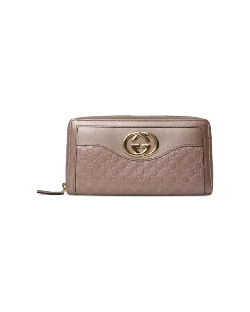 Gucci Portemonnaie Pink Laminated Interlocking Zip Wallet pink Rosa