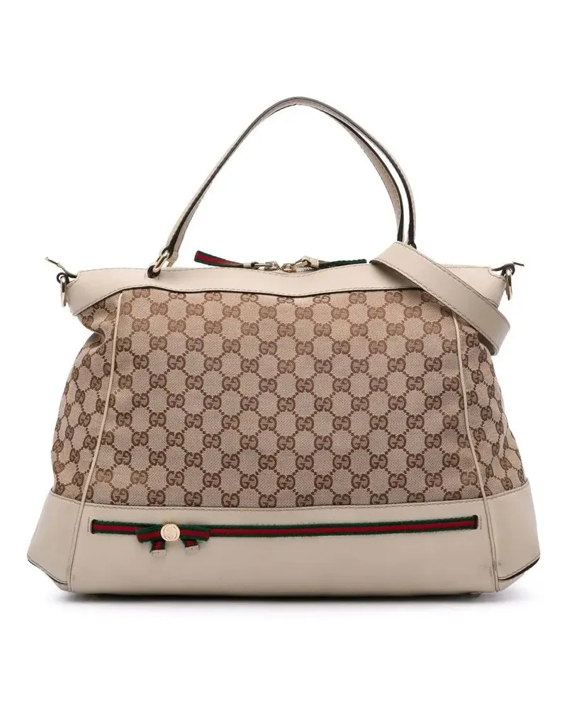 Gucci Hobo Bags GG Canvas Web Mayfair Satchel braun Braun
