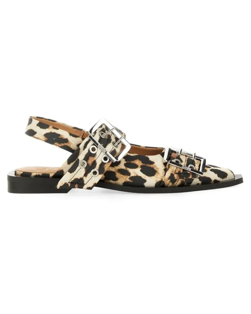 Ganni Leopard Print Slingback Flats braun Braun
