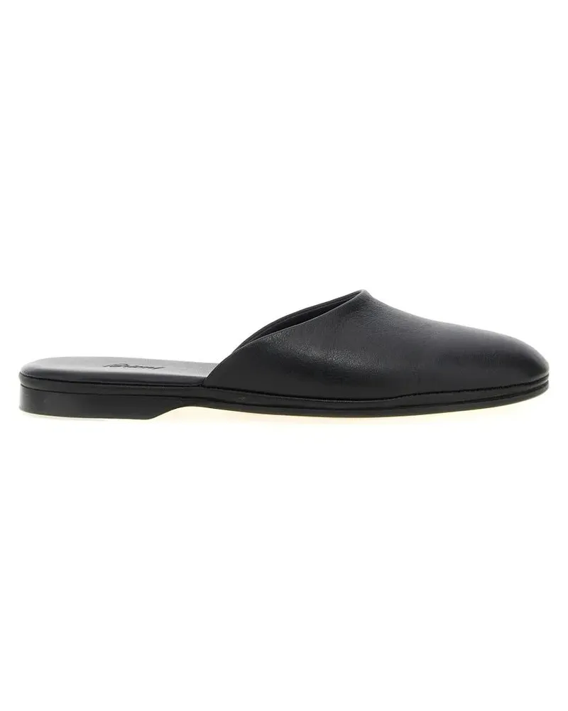 Brioni Sandalen Leather Sabots schwarz Schwarz