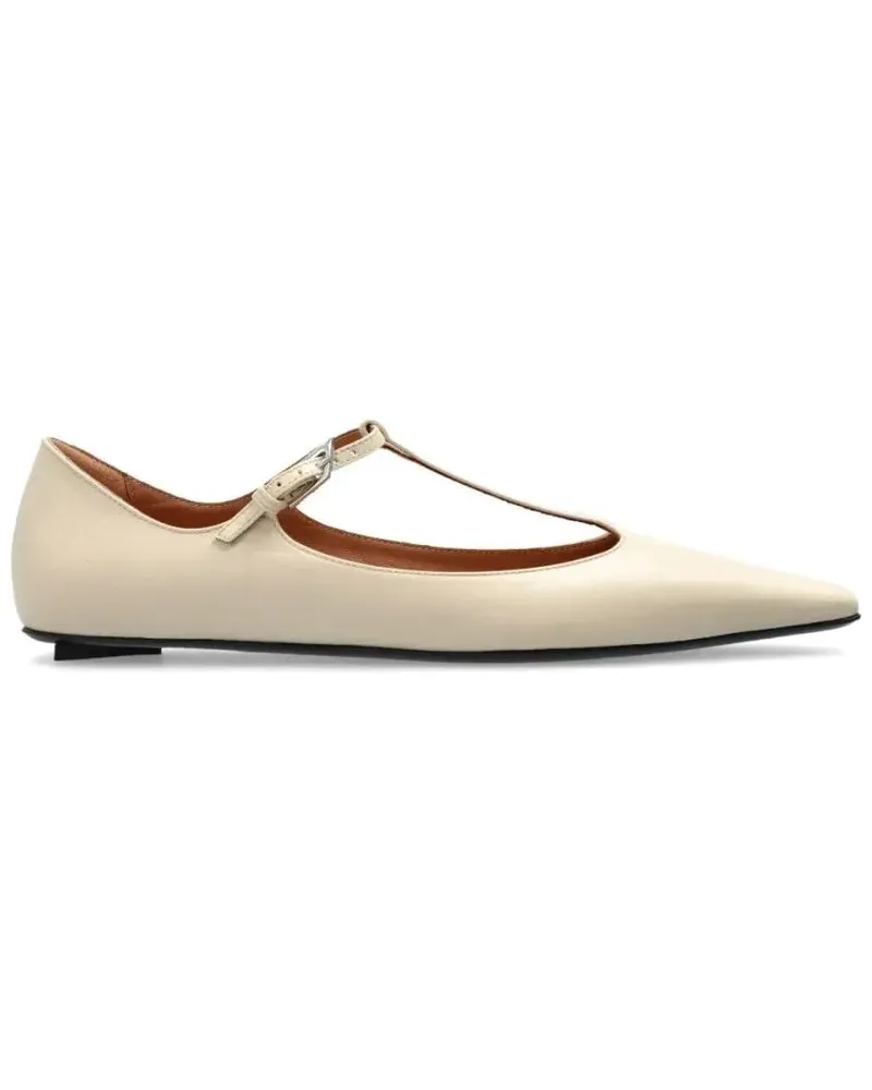 ATTICO Juno Ballerina Pointed Toe T-Strap Flat beige Beige