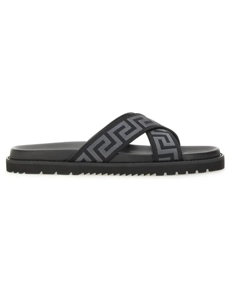 Versace Loafer Sandal With Logo schwarz Schwarz