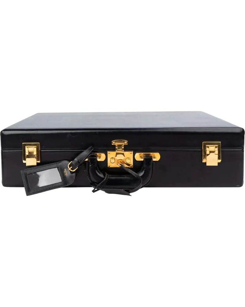 Hermès Crossbody Bags Hermes Black Boxcalf Briefcase Aktenkoffer schwarz Schwarz