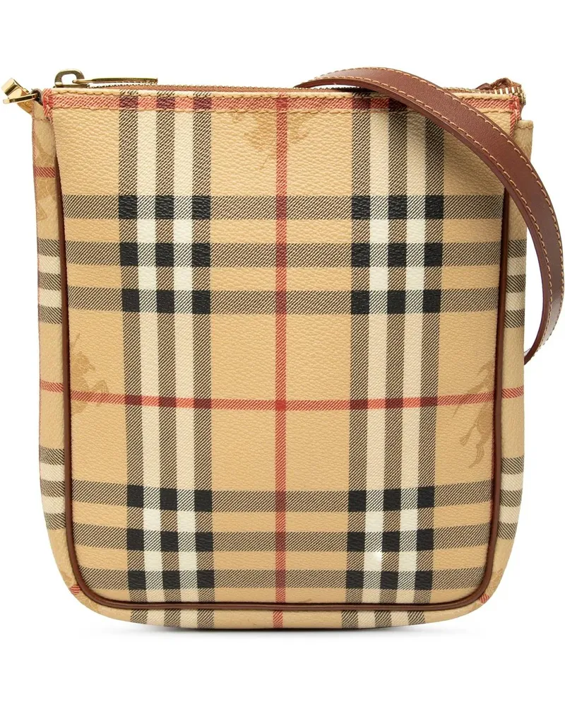Burberry Hobo Bags Haymarket Check Coated Canvas Crossbody braun Braun