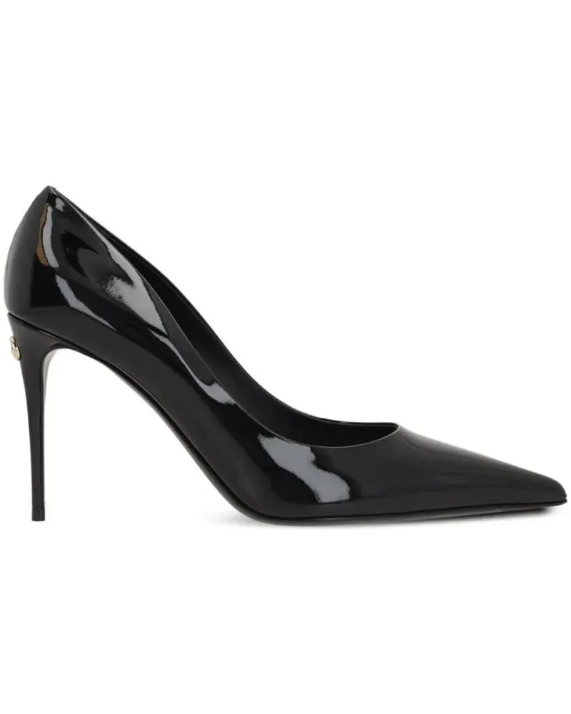 Dolce & Gabbana Hohe Schuhe Black Patent Leather Pumps schwarz Schwarz