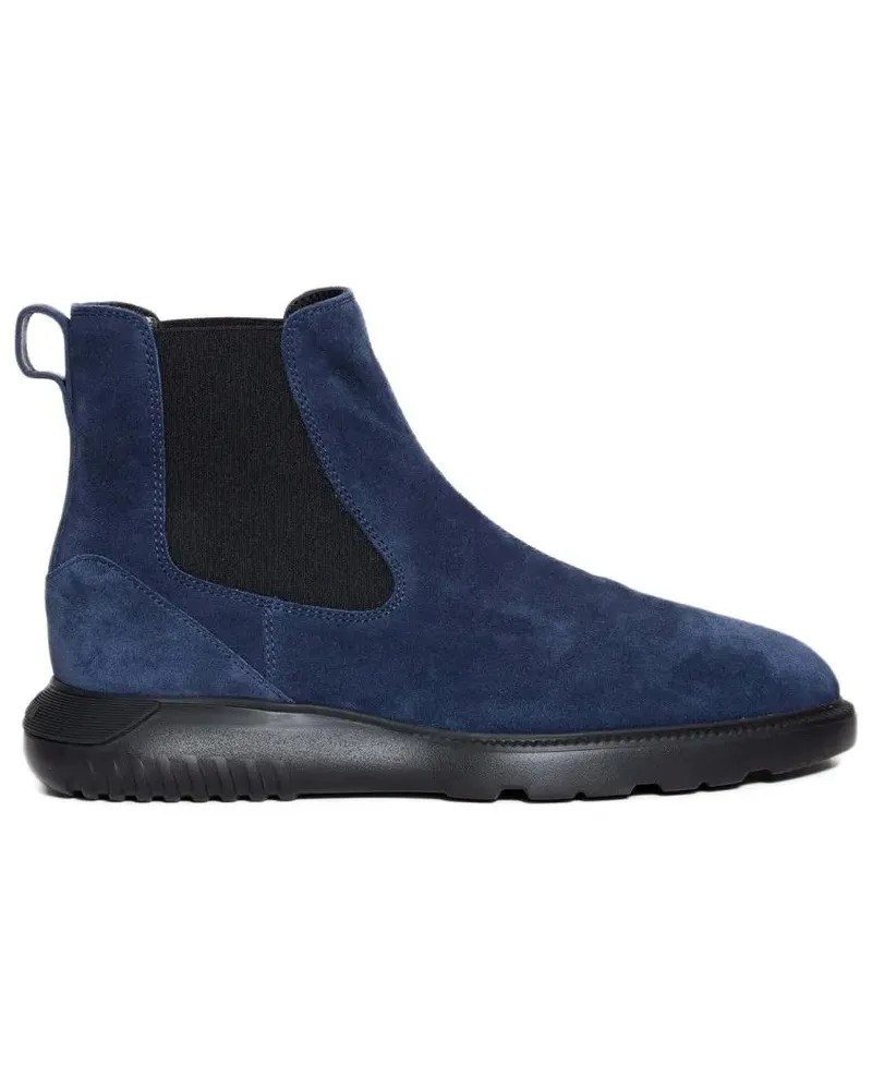 Hogan Stiefel Blue Suede Ankle Boots blau Blau