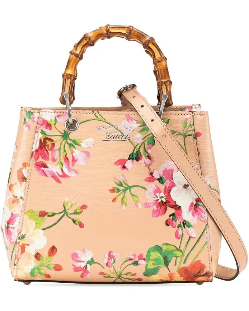 Gucci Hobo Bags 2000-2015 Mini Calfskin Blooms Bamboo Shopper Satc rosa Gold