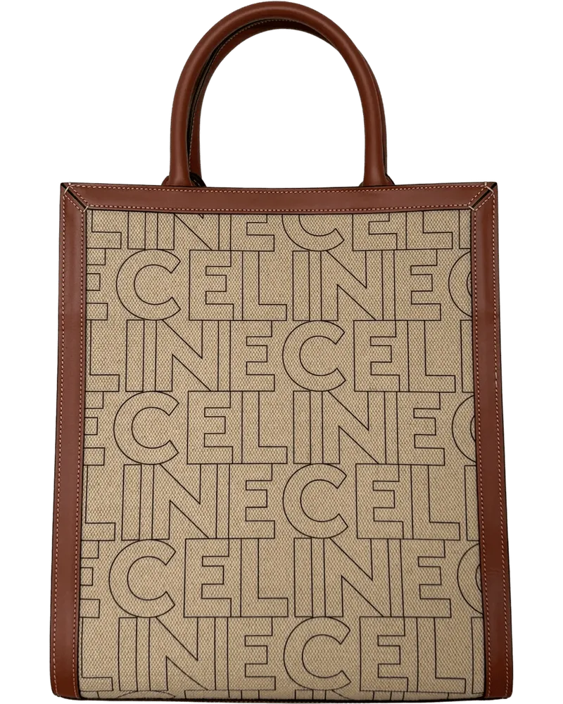 Celine Crossbody Bags  Cabas Vertical Logo Tote Bag Beige bunt Bunt