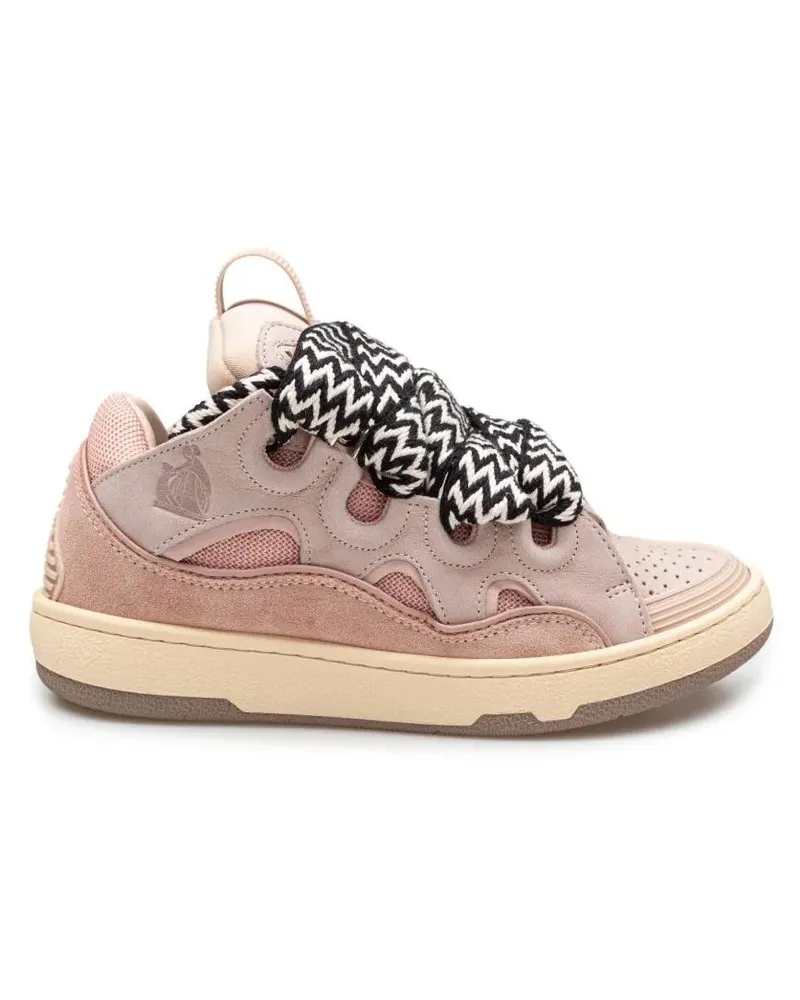 Lanvin Low-Top Sneaker Curb Sneakers In White And Pink Leather pink Rosa