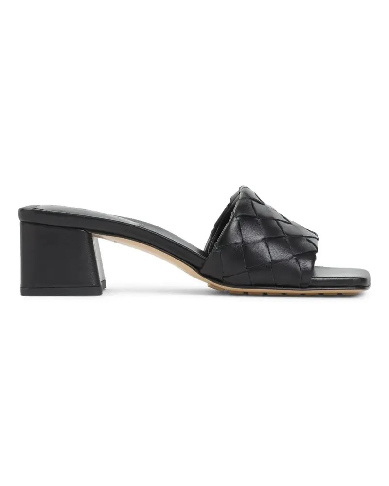 Bottega Veneta Sandalen Woven Nappa Leather Sandals With Block Heel schwarz Schwarz